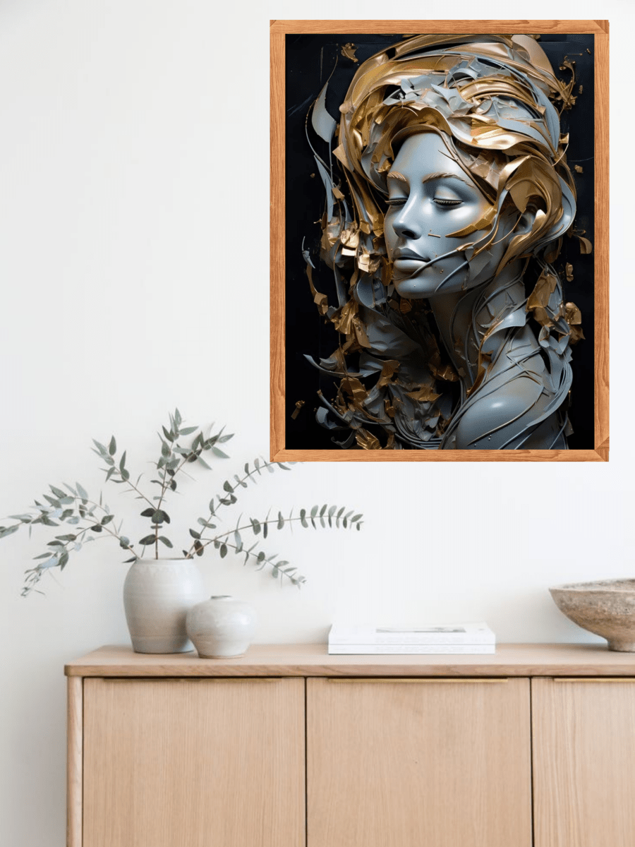 Contemporary wall art canvas print with gold inspired design